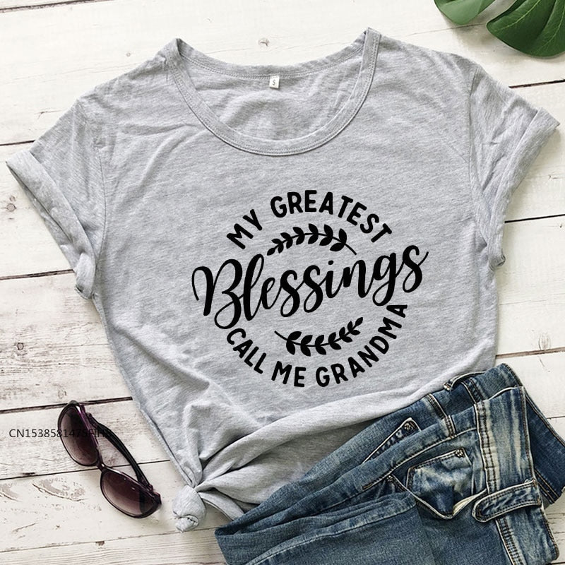 My Greatest Blessings Call Me Grandma T-Shirt - Gray / S - T-Shirts - Shirts & Tops - 12 - 2024