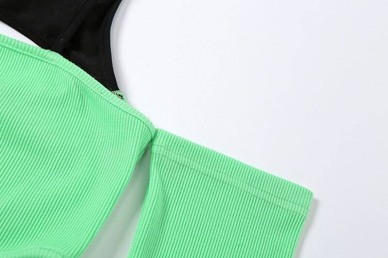 Green Black One Shoulder Top - T-Shirts - Shirts & Tops - 11 - 2024