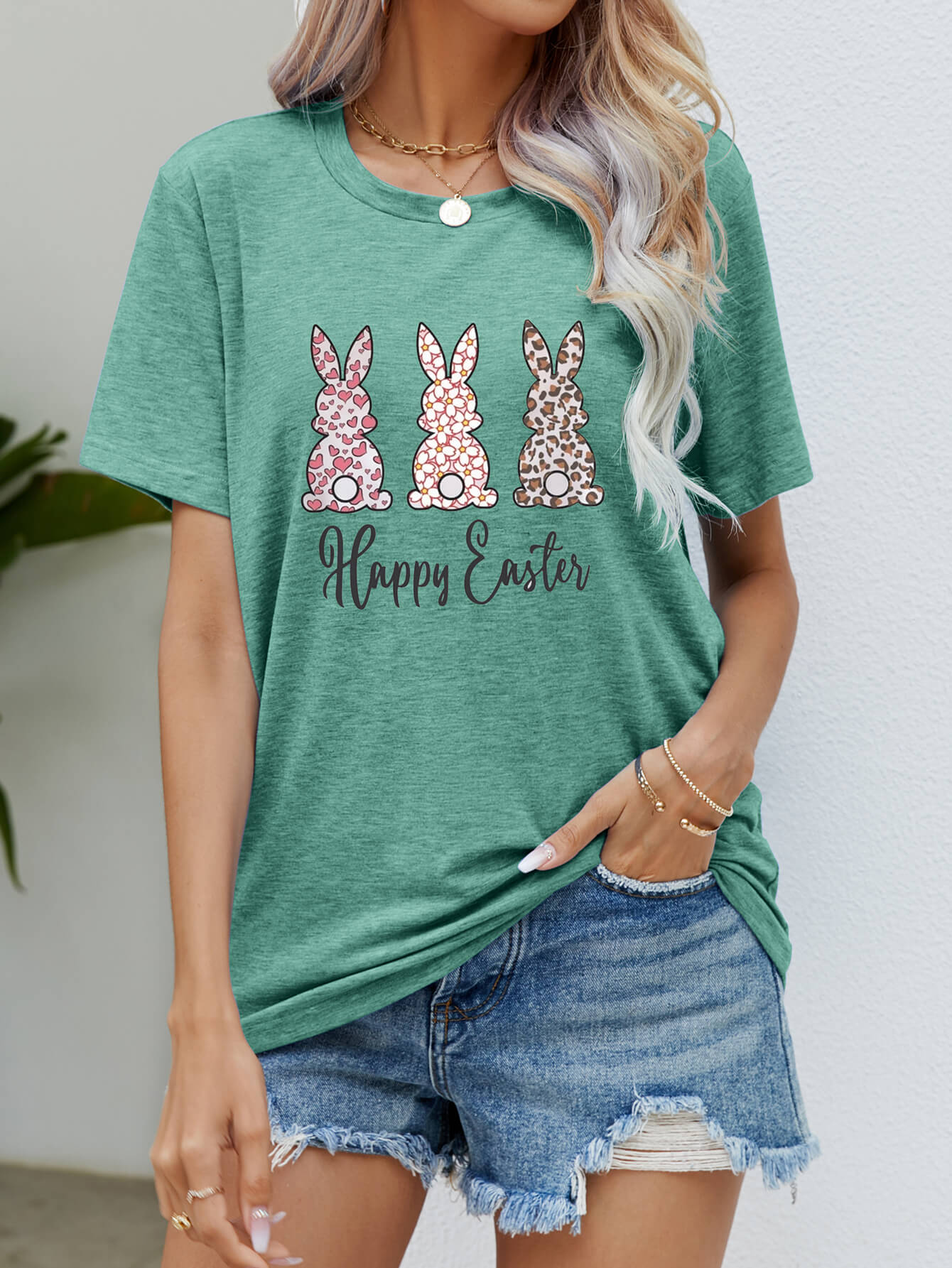HAPPY EASTER Graphic Short Sleeve Tee - Green / S - T-Shirts - Shirts & Tops - 7 - 2024