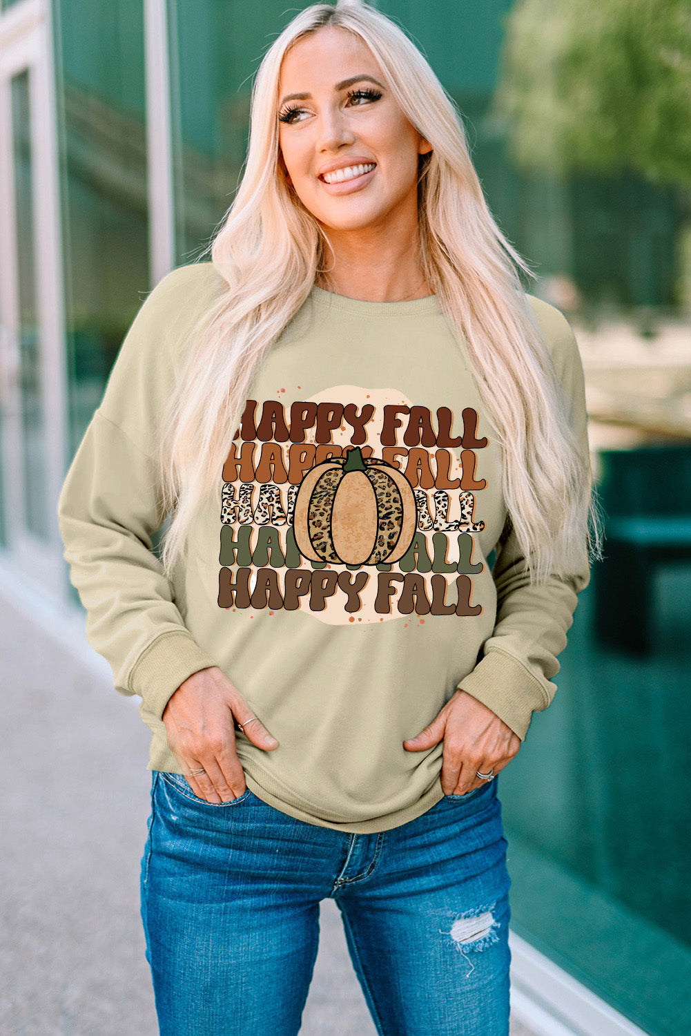 HAPPY FALL Pumpkin Dropped Shoulder Sweatshirt - T-Shirts - Shirts & Tops - 3 - 2024