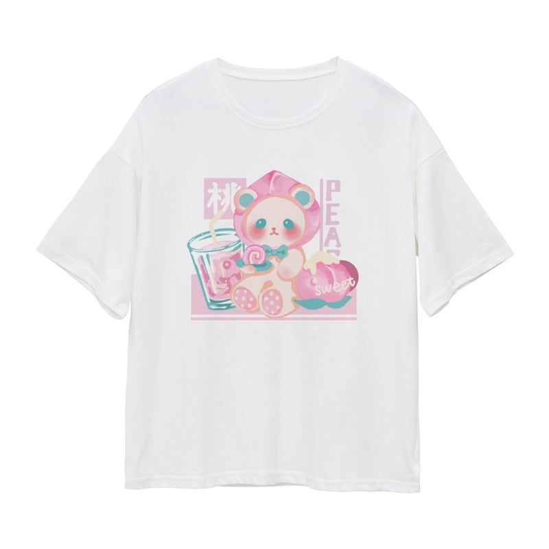 Harajuku Bear Tee - White / L - T-Shirts - Shirts & Tops - 6 - 2024