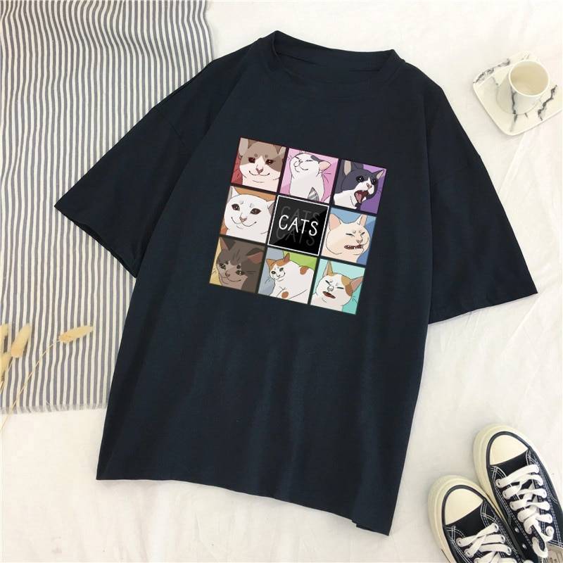 Harajuku Cat Shirt - Black / M - T-Shirts - Shirts & Tops - 3 - 2024