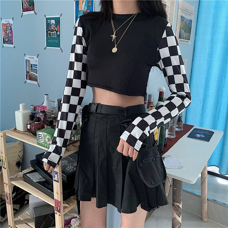 Harajuku Checkered Shirt - Black / One Size - T-Shirts - Shirts & Tops - 19 - 2024