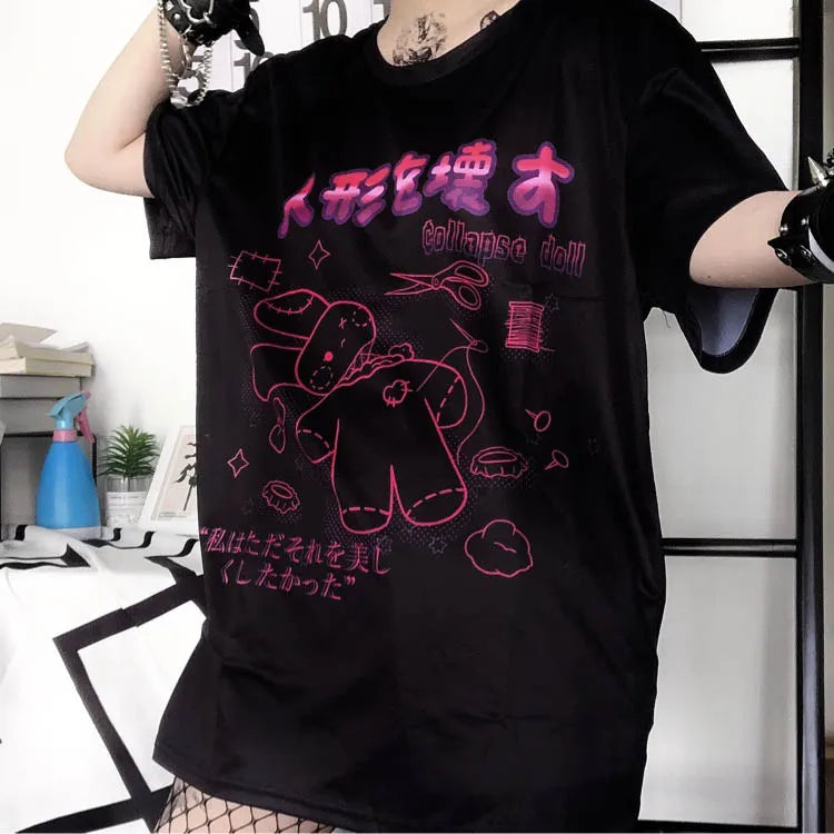 Harajuku Hopper Tee – Cyberpunk Bunny Graphic Crop Top - T-Shirts - Shirts & Tops - 5 - 2024
