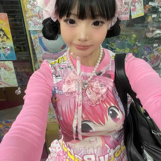 Harajuku Kawaii Anime Graphic Tee - Pink / M - T-Shirts - Shirts & Tops - 7 - 2024