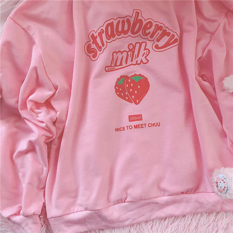 Harajuku Kawaii Strawberry Sweatshirt - T-Shirts - Shirts & Tops - 5 - 2024