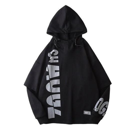Harajuku Patchwork Techwear Hooded Sweatshirt - Black / Asian size M - T-Shirts - Coats & Jackets - 7 - 2024