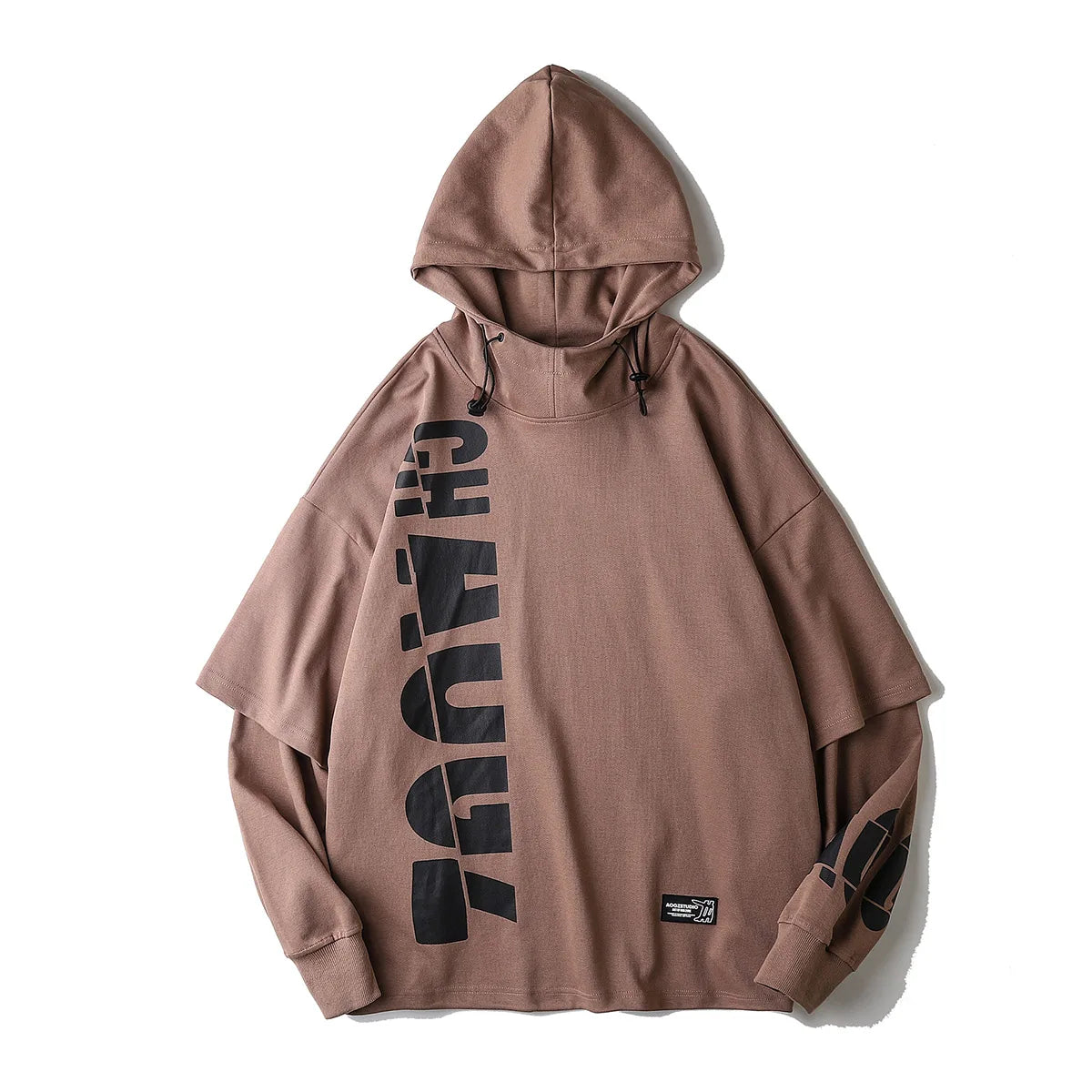 Harajuku Patchwork Techwear Hooded Sweatshirt - Brown / Asian size M - T-Shirts - Coats & Jackets - 8 - 2024