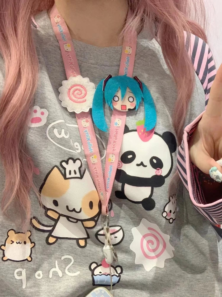 Harajuku Stripe Panda T-shirt - E-girl Kawaii Graphic Tee - T-Shirts - Shirts & Tops - 2 - 2024