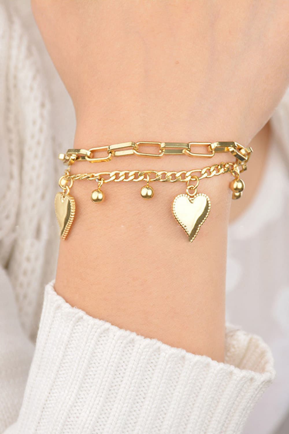 Heart Charm Stainless Steel Bracelet - Gold / One Size - T-Shirts - Bracelets - 4 - 2024