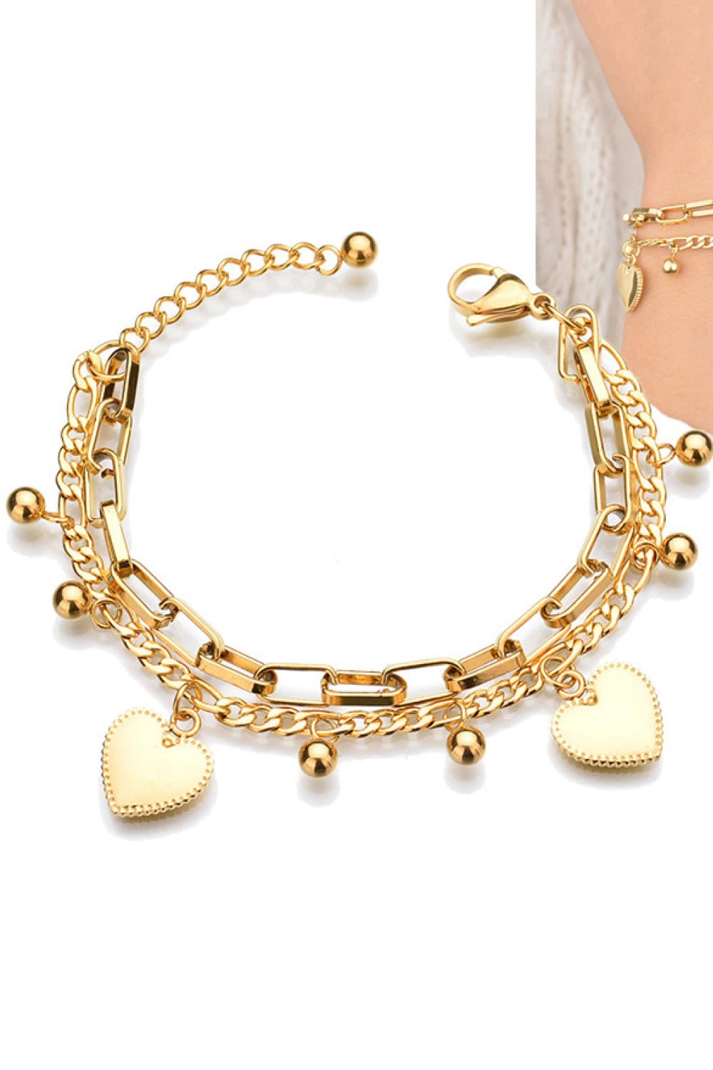 Heart Charm Stainless Steel Bracelet - T-Shirts - Bracelets - 6 - 2024