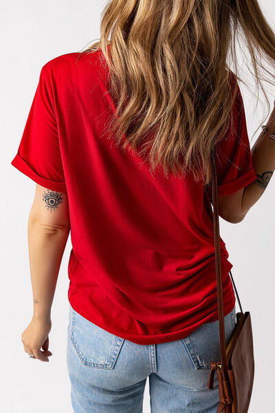 Heart Round Neck Short Sleeve T-Shirt - T-Shirts - Shirts & Tops - 2 - 2024