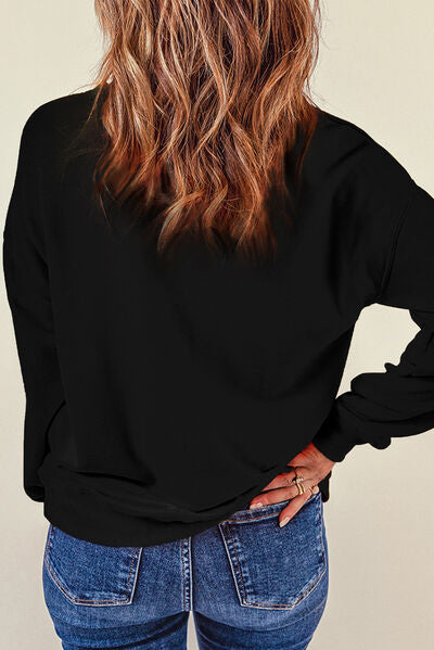 Heart Sequin Round Neck Dropped Shoulder Sweatshirt - T-Shirts - Shirts & Tops - 3 - 2024
