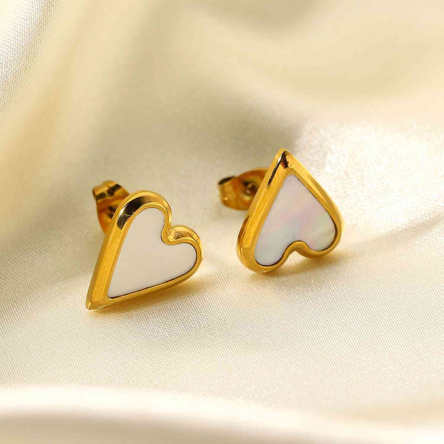 Heart Stainless Steel Stud Earrings - White / One Size - T-Shirts - Earrings - 3 - 2024