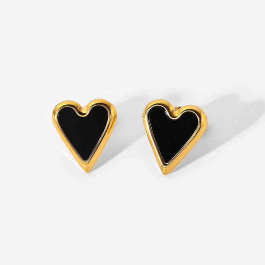 Heart Stainless Steel Stud Earrings - Black / One Size - T-Shirts - Earrings - 1 - 2024