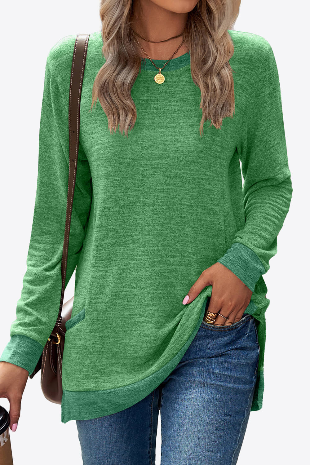 Heathered Slit Top with Pockets - T-Shirts - Shirts & Tops - 14 - 2024