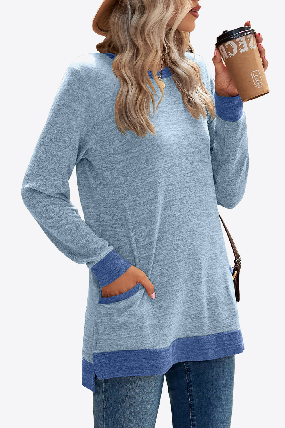 Heathered Slit Top with Pockets - T-Shirts - Shirts & Tops - 8 - 2024