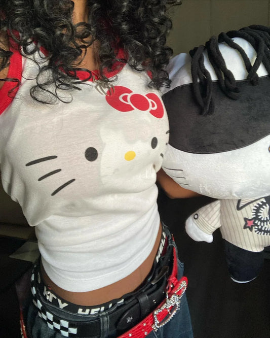 Hello Kitty Y2K Tank Top - White Anime Cartoon Baby Tee - White / S - T-Shirts - Shirts & Tops - 7 - 2024