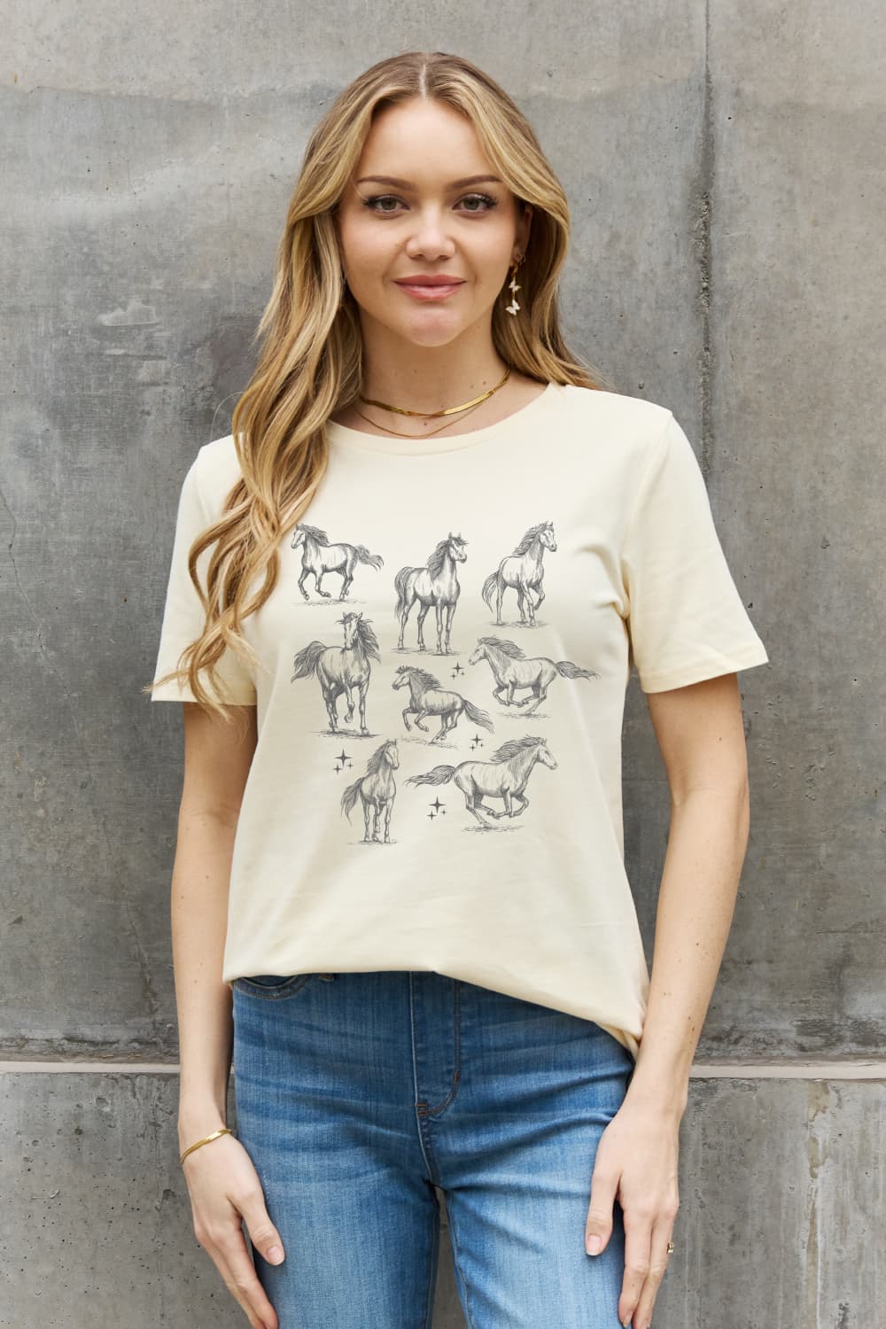 Horse Graphic Cotton T-Shirt - T-Shirts - Shirts & Tops - 4 - 2024