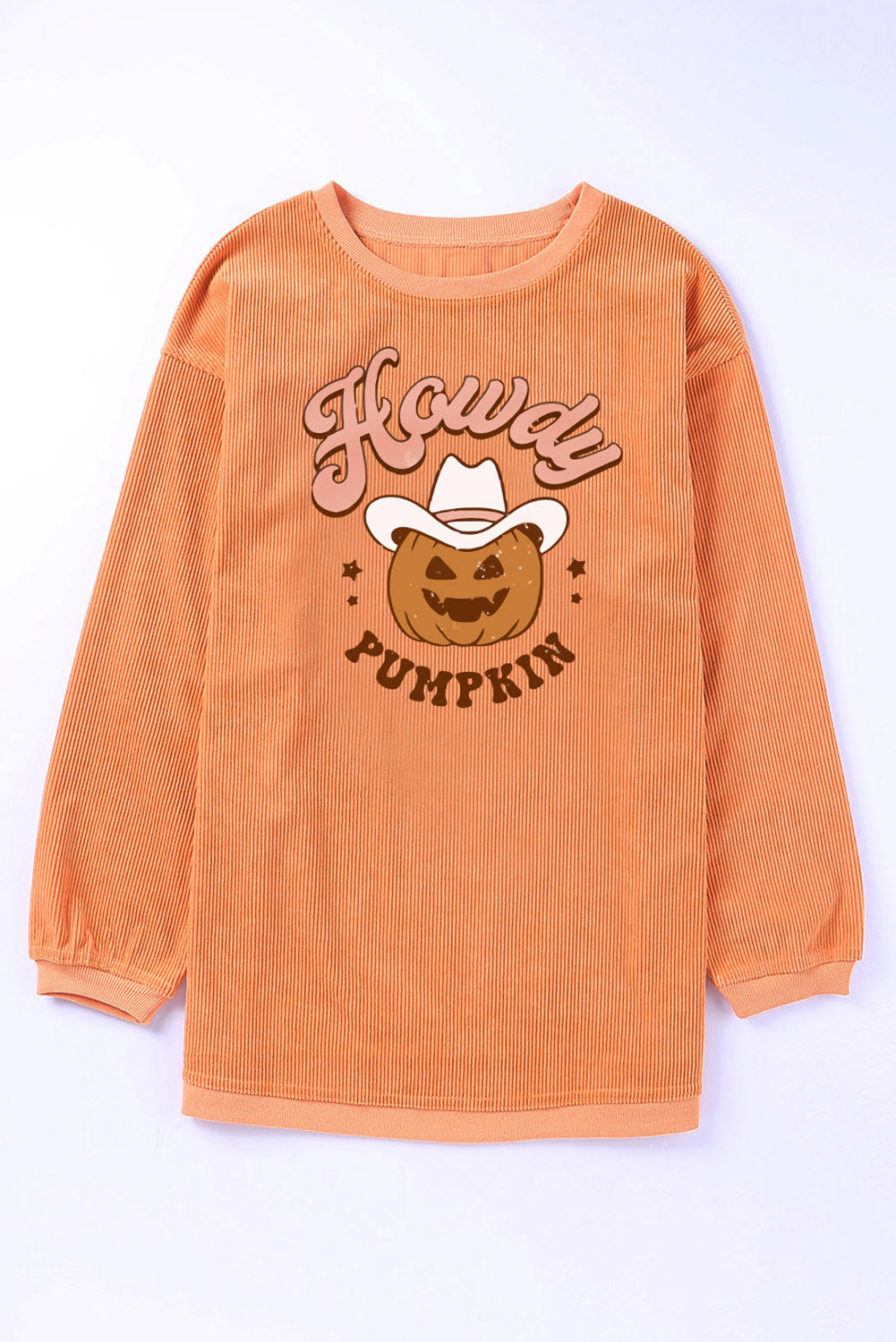 HOWDY Pumpkin Graphic Ribbed Sweatshirt - T-Shirts - Shirts & Tops - 3 - 2024