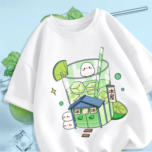 Ice Tea Graphic Print T-Shirt - Harajuku Casual Y2K Fashion Top - Green / XS - T-Shirts - Clothing Tops - 1 - 2024