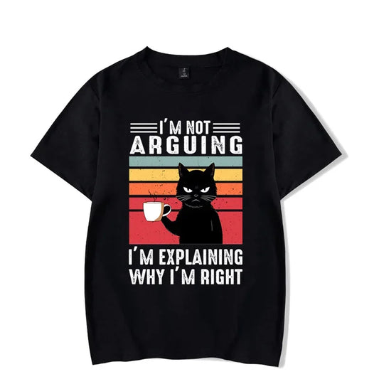 ’I’m Not Arguing’ Black Cat Graphic T-shirt - Funny Oversized Tee - Black / M - T-Shirts - Shirts & Tops - 2 - 2024