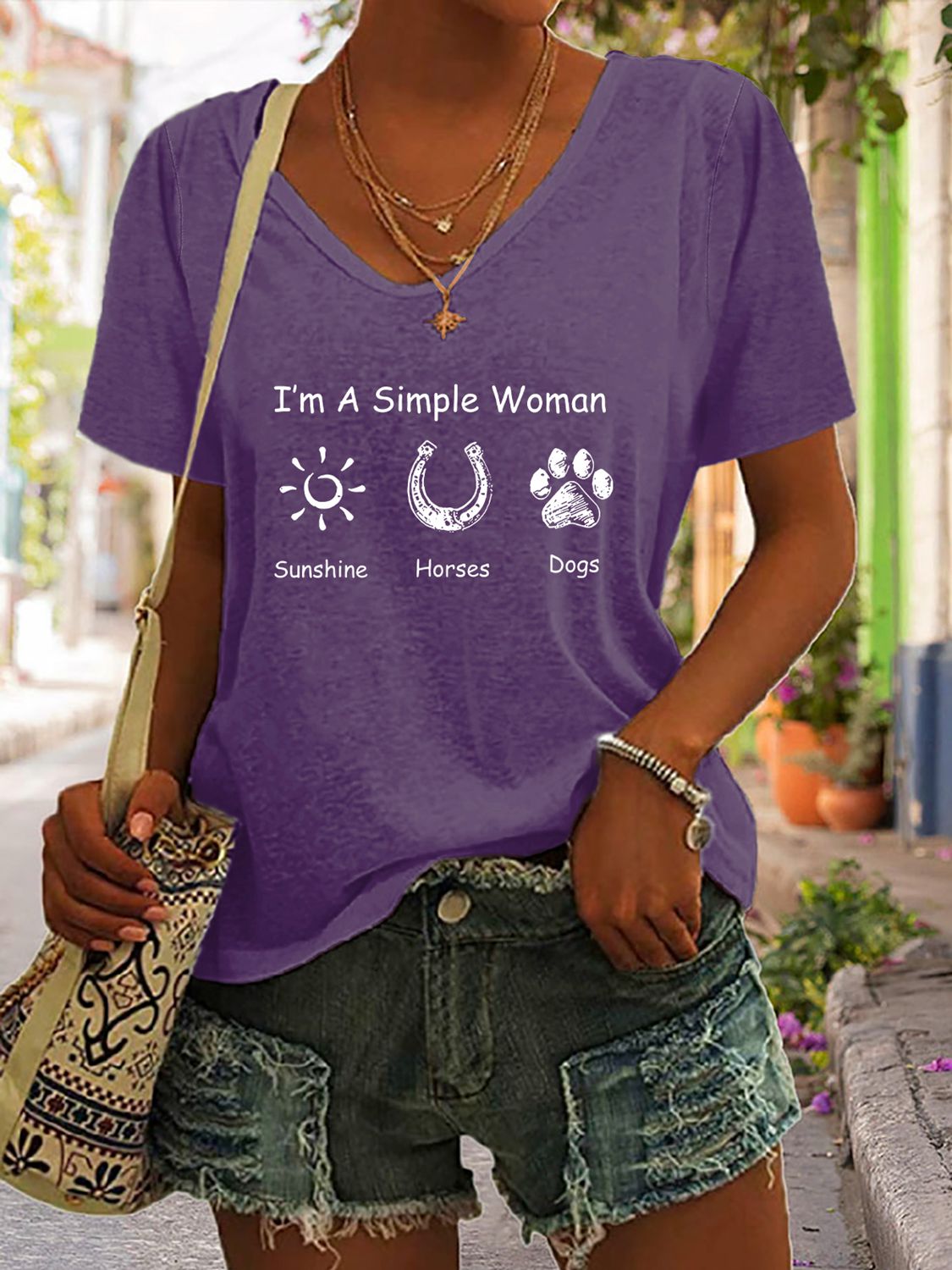 I’m A Simple Women V-Neck T-Shirt - Purple / S - T-Shirts - Shirts & Tops - 7 - 2024