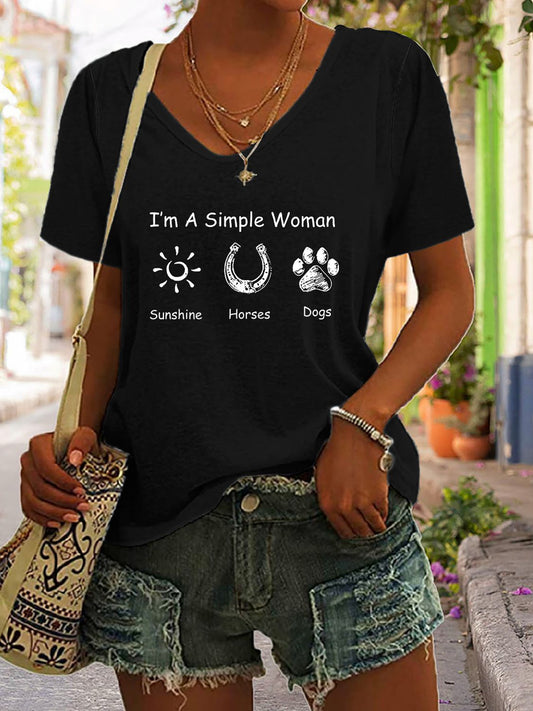 I’m A Simple Women V-Neck T-Shirt - Black / S - T-Shirts - Shirts & Tops - 1 - 2024