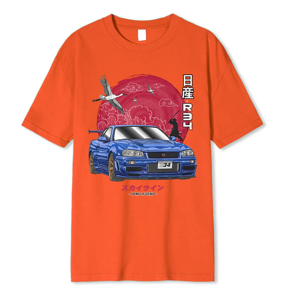 Initial D Cotton T-Shirt: Nissan Skyline R34 - Orange / S - T-Shirts - Shirts & Tops - 10 - 2024