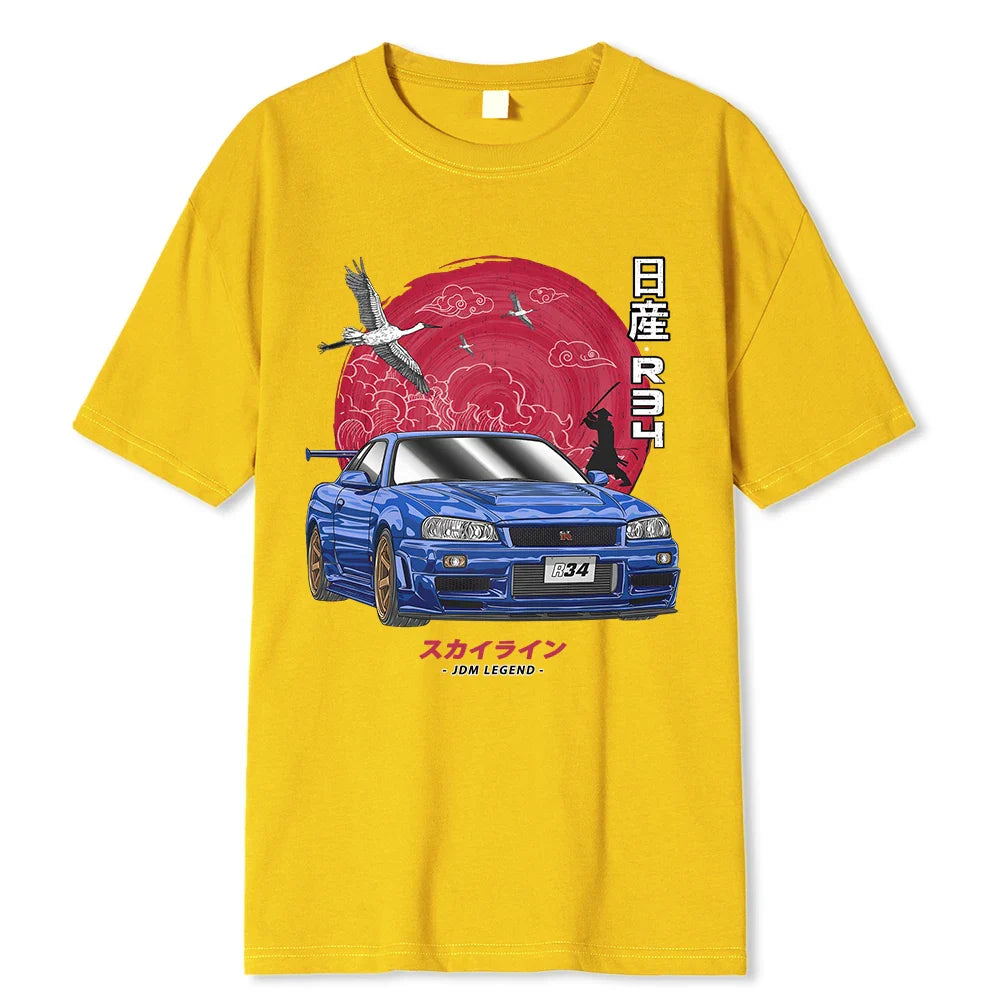 Initial D Cotton T-Shirt: Nissan Skyline R34 - Yellow / XXL - T-Shirts - Shirts & Tops - 14 - 2024