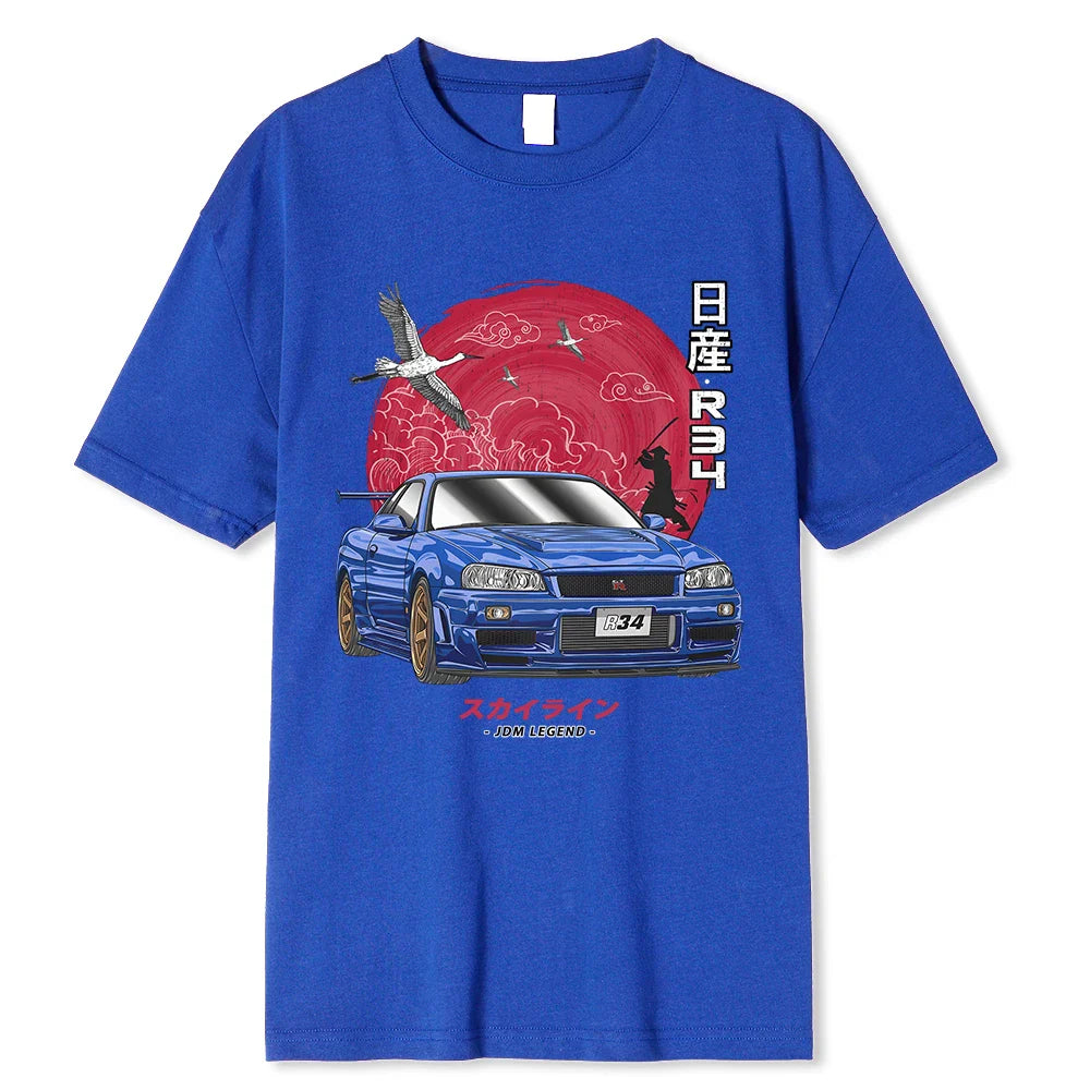 Initial D Cotton T-Shirt: Nissan Skyline R34 - Blue / S - T-Shirts - Shirts & Tops - 12 - 2024