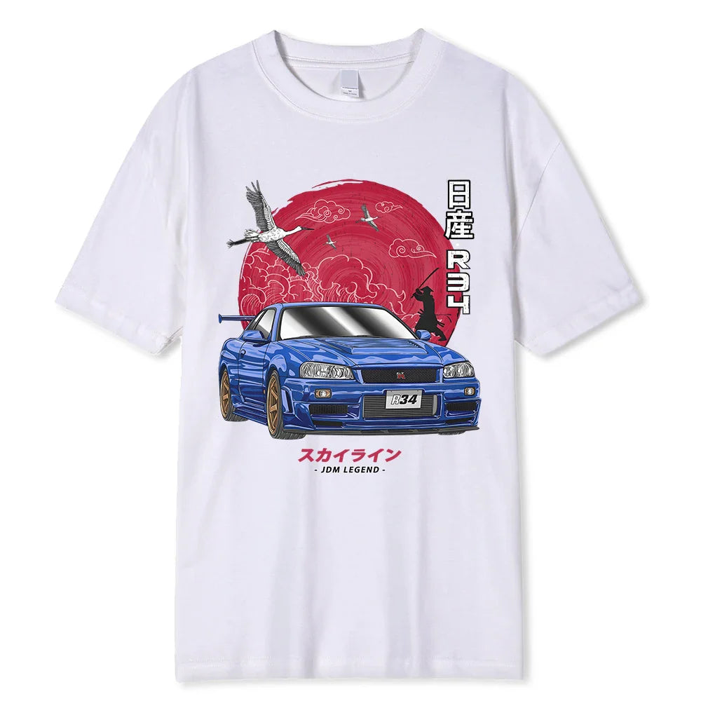Initial D Cotton T-Shirt: Nissan Skyline R34 - White / S - T-Shirts - Shirts & Tops - 8 - 2024