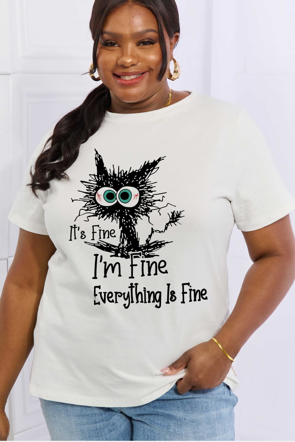 IT‘S FINE IT‘S FINE EVERYTHING IS FINE Graphic Cotton Tee - White / S - T-Shirts - Shirts & Tops - 7 - 2024