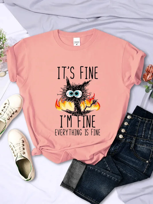 It’s Fine I’m Fine Everything’s Fine Tees - Pink / 6XL - T-Shirts - Shirts & Tops - 1 - 2024