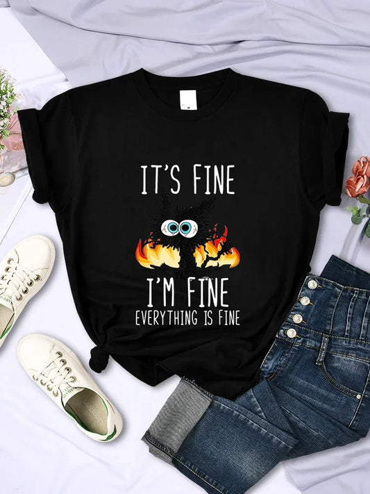 It’s Fine I’m Fine Everything’s Fine Tees - Black / 5XL - T-Shirts - Shirts & Tops - 2 - 2024