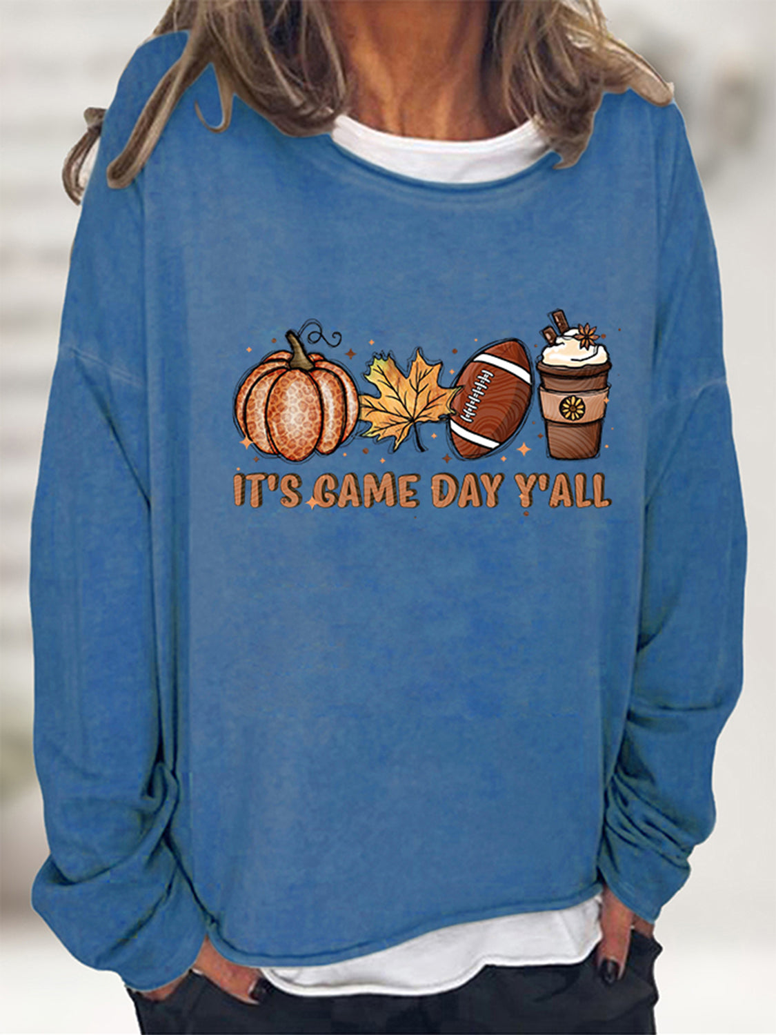IT’S GAME DAY Y’ALL Graphic Sweatshirt - Blue / S - T-Shirts - Shirts & Tops - 7 - 2024