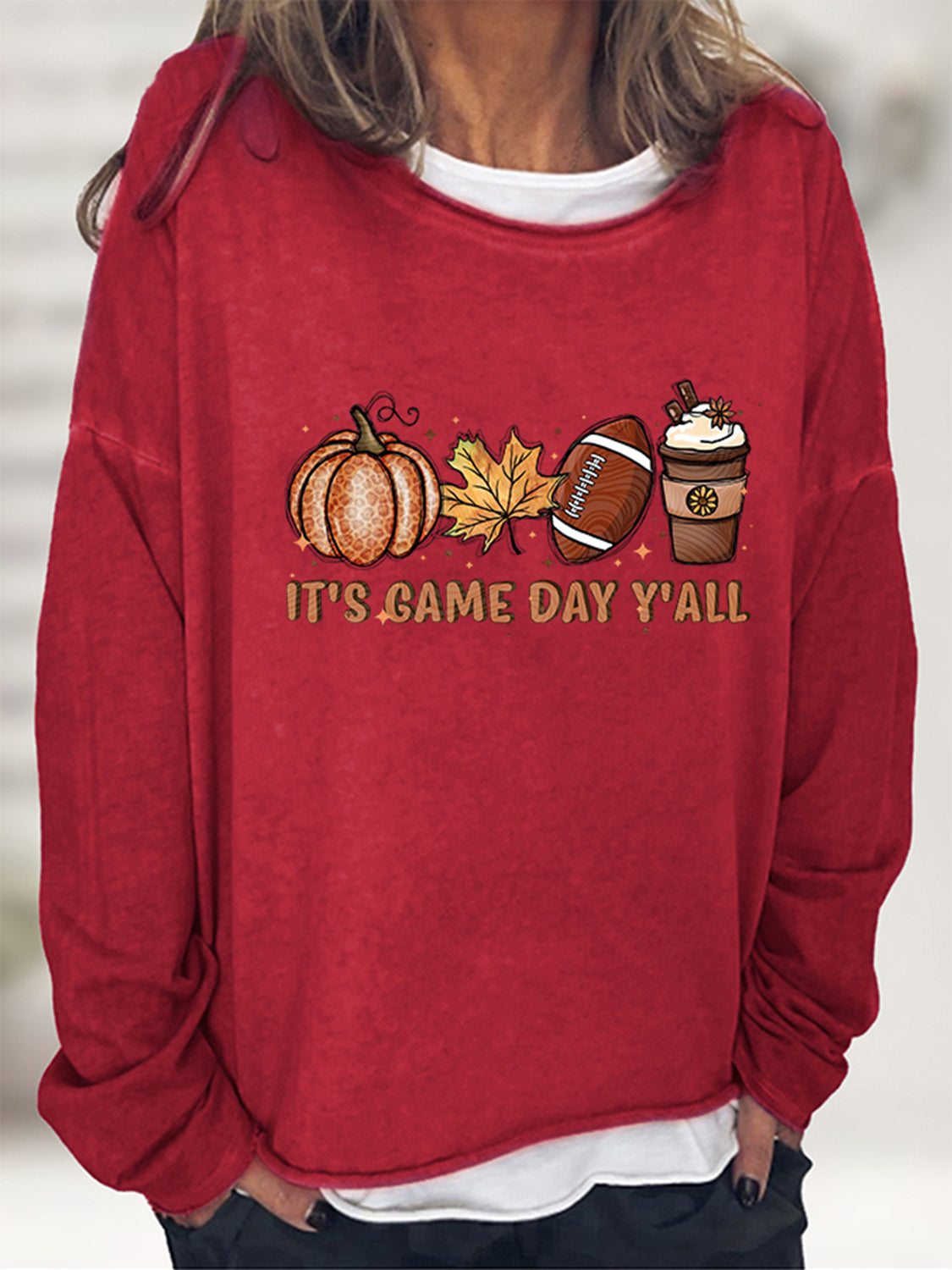 IT’S GAME DAY Y’ALL Graphic Sweatshirt - Red / S - T-Shirts - Shirts & Tops - 10 - 2024