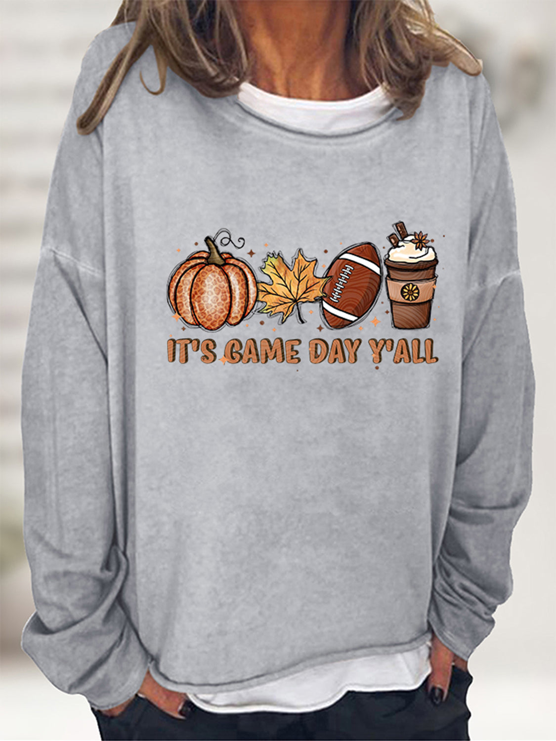 IT’S GAME DAY Y’ALL Graphic Sweatshirt - Gray / S - T-Shirts - Shirts & Tops - 12 - 2024
