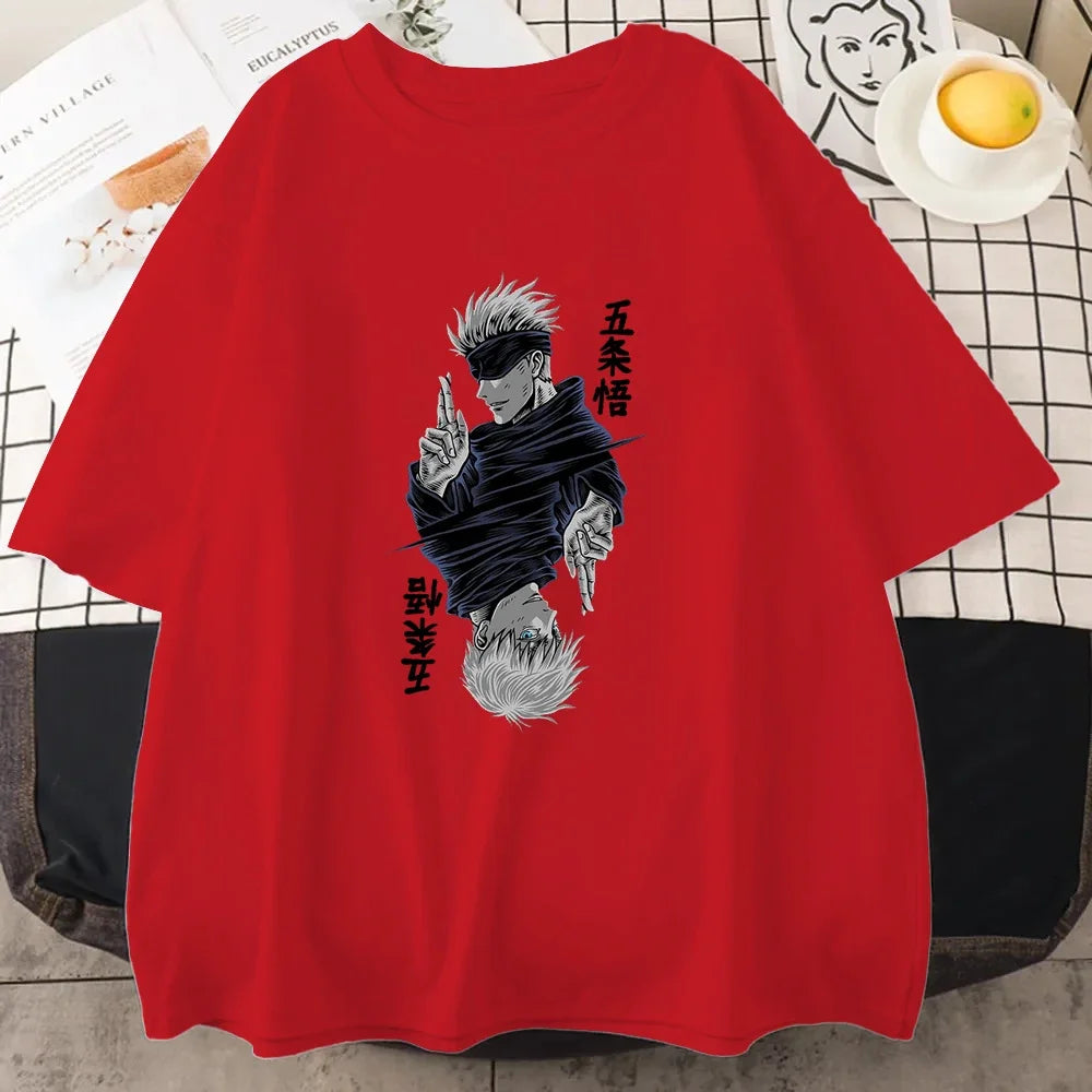 Jujutsu Kaisen Satoru Gojo Anime Print T-shirt - Red / S - T-Shirts - Shirts & Tops - 9 - 2024