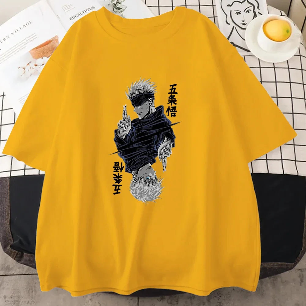 Jujutsu Kaisen Satoru Gojo Anime Print T-shirt - Yellow / S - T-Shirts - Shirts & Tops - 5 - 2024
