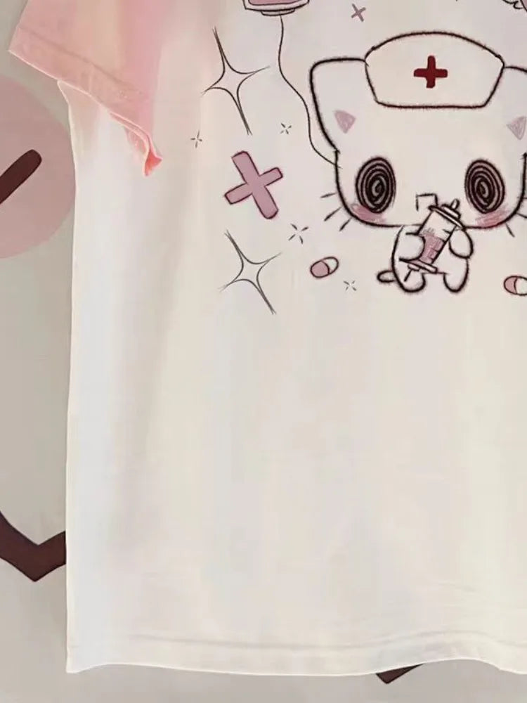 Kawaii Cartoon Patchwork T-Shirt – Harajuku Y2K Aesthetic Top - T-Shirts - T-Shirts - 5 - 2024