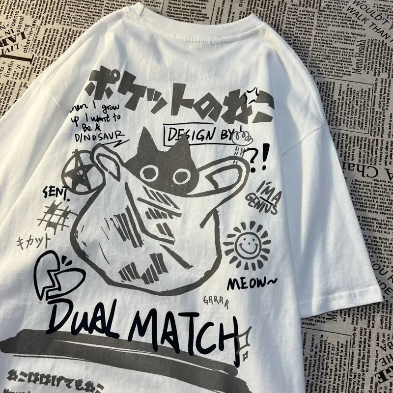 Kawaii Cat Printed Cartoon T-Shirt - White / XL - T-Shirts - Shirts & Tops - 1 - 2024