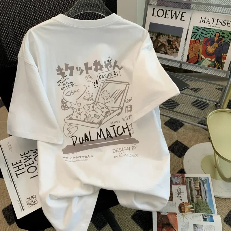 Kawaii Cat Printed Cartoon T-Shirt - Beige / XXL - T-Shirts - Shirts & Tops - 2 - 2024