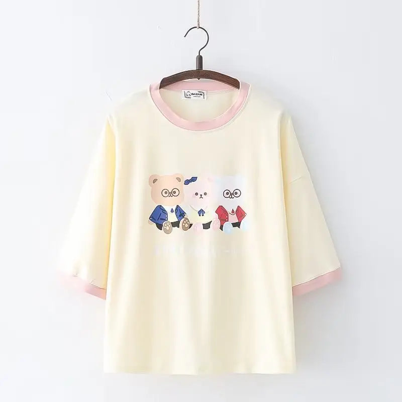 Kawaii Harajuku Summer T-shirt - beige4 / One Size - T-Shirts - Shirts & Tops - 13 - 2024