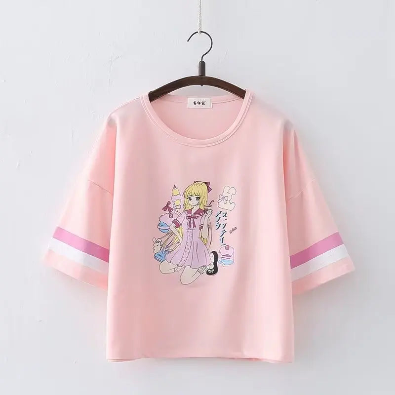 Kawaii Harajuku Summer T-shirt - pink5 / One Size - T-Shirts - Shirts & Tops - 15 - 2024