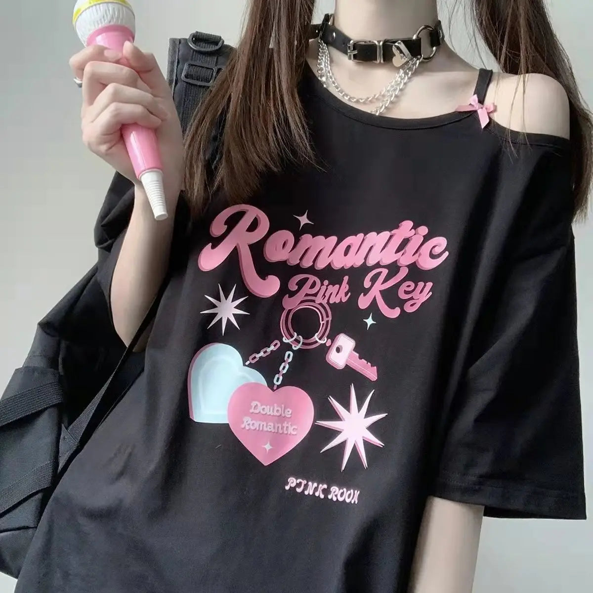 Kawaii Off-Shoulder Graphic Tee for Women - T-Shirts - Shirts & Tops - 10 - 2024