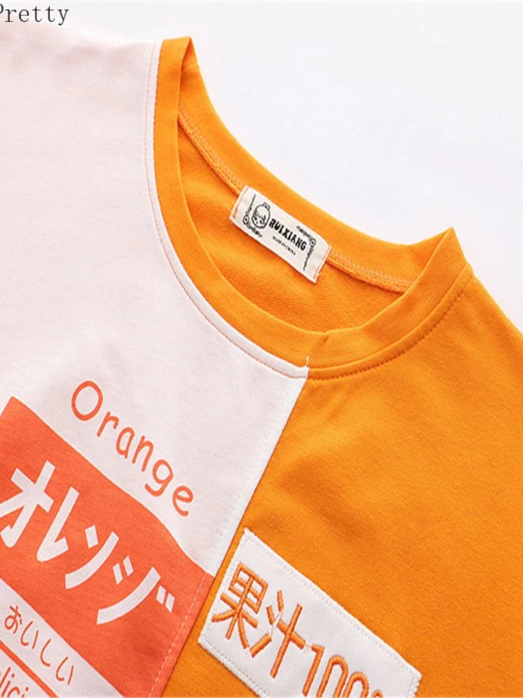 Kawaii Orange Harajuku Shirt - T-Shirts - Shirts & Tops - 5 - 2024