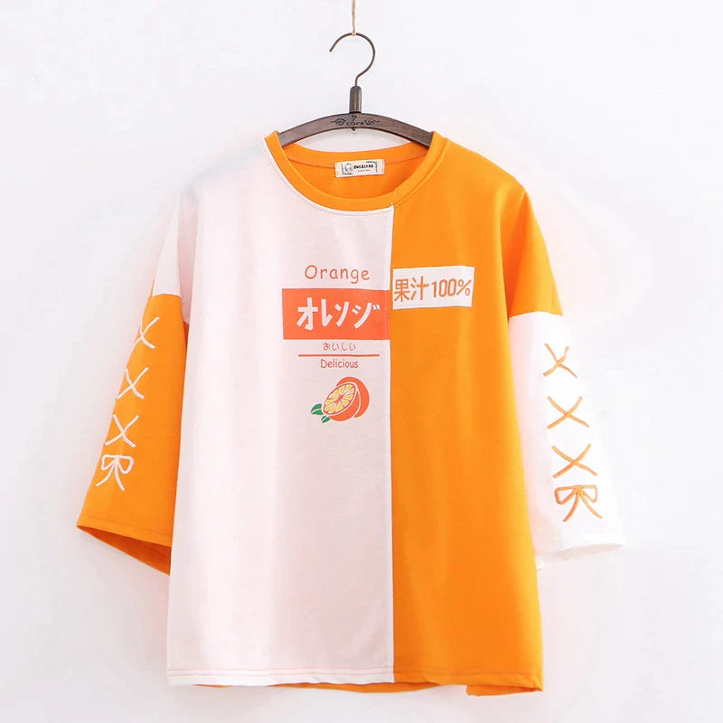Kawaii Orange Harajuku Shirt - Orange / One Size - T-Shirts - Shirts & Tops - 7 - 2024