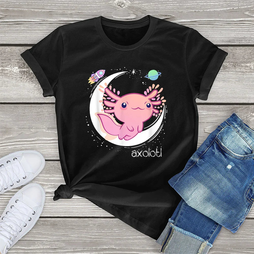 Kawaii Space Axolotl Tee - Black / XL - T-Shirts - Shirts & Tops - 1 - 2024