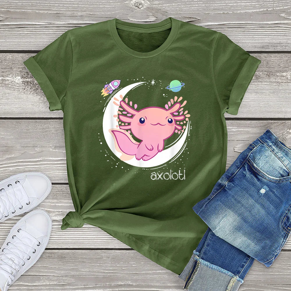 Kawaii Space Axolotl Tee - Green / XXXL - T-Shirts - Shirts & Tops - 7 - 2024
